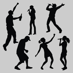 party people silhouette vector design art and illustration