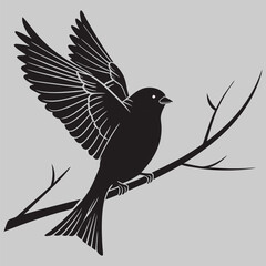 sparrow silhouette vector design art and illustration