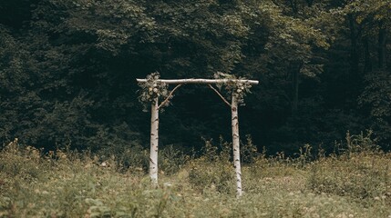 Obraz premium Serene Nature Archway Surrounded by Lush Greenery in Forest Setting