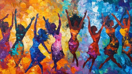 Vibrant Group Dance Celebration with Dynamic Poses