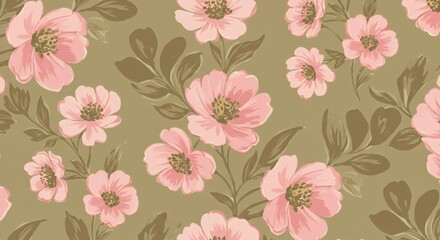 "Blossoming Nostalgia: A Romantic Vintage Floral Pattern"