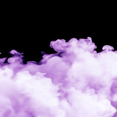Fototapeta premium Vivid purple smoke swirls over a black background, creating a dramatic and artistic abstract image perfect for designs with copy space availability.