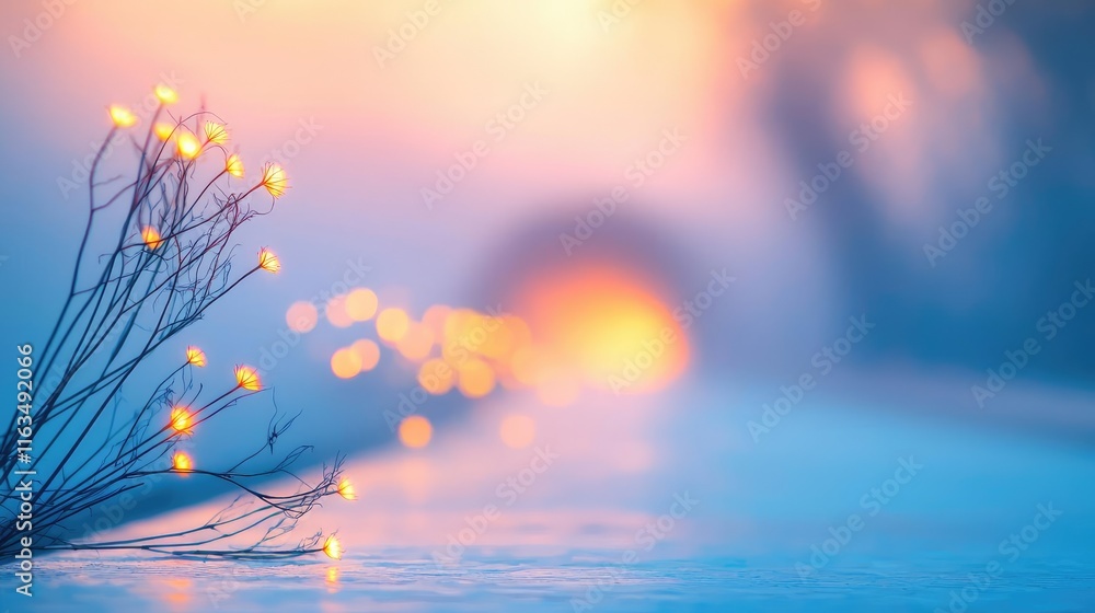 Aufkleber mystical nature concept. a serene scene featuring glowing lights and delicate branches with a colorf