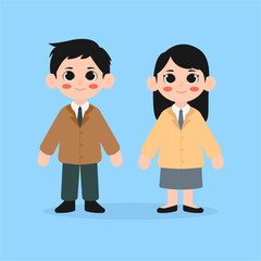 Vector illustration of a boy and a girl, wearing office worker costumes.