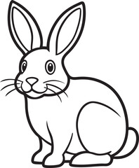 Cute bunny rabbit line art vector drawing style, white background for children’s coloring book activity page