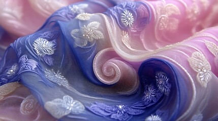 Embroidered Ombre Fabric Draped In Soft Waves