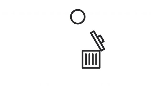 animated file deletion icon represented by a box and a trash can. Suitable for technology, data management, cyber security, computer software or IT related design