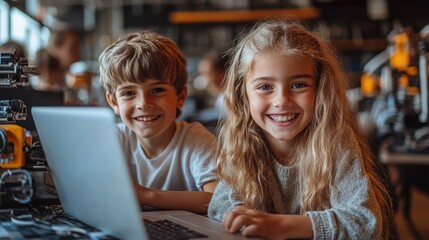 Smiling Kids Learning Robotics and Coding