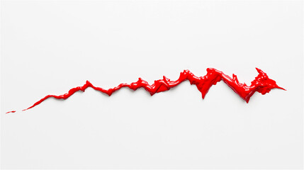 Abstract concept of financial instability represented by a jagged red line on a clean white background. Symbolizes economic trends, crises, or market fluctuations.