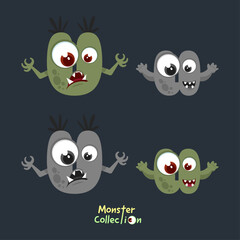 U and u, Alphabet Monster Collection with Fun and Spooky Cartoon Letters