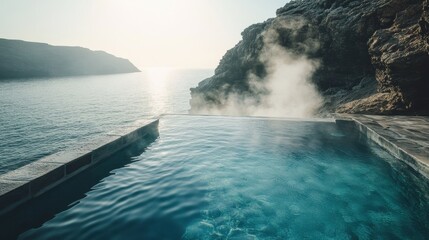 Tranquil Pool Overlooking Serene Seaside Landscape