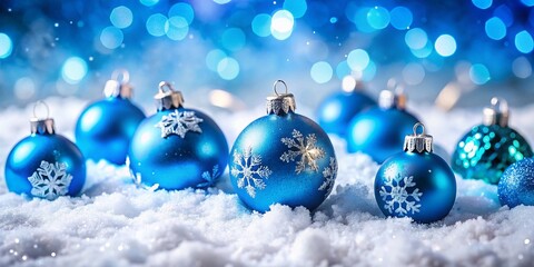 Blue Christmas Balls on Snow - Winter Wonderland