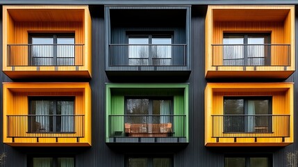 Fototapeta premium Modern apartment building with colorful balconies