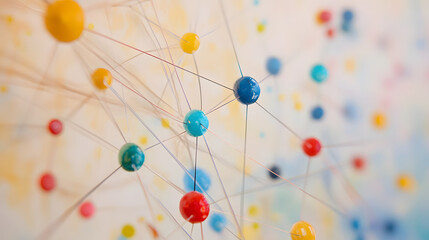 Dynamic Abstract Composition Showcasing Colorful Spheres and Lines, Perfect for Modern Digital Backgrounds or Creative Art Projects