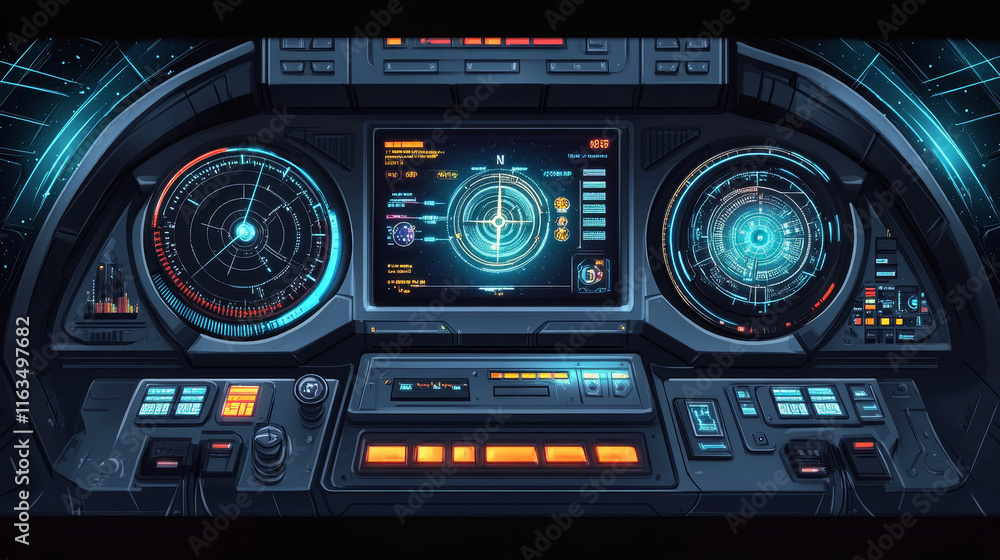 Poster hud compass, aim control panel or navigation interface. futuristic vector optical round aiming, sci-