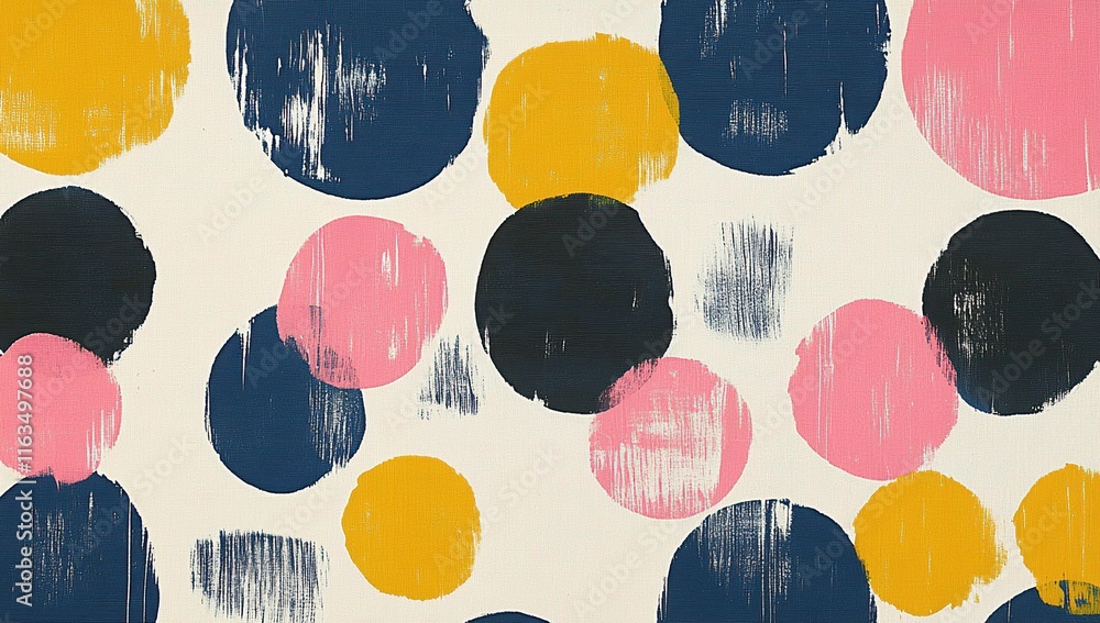 Poster abstract circular brushstrokes: bold colors on neutral background, creating a dynamic visual composi