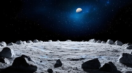 A mesmerizing image showcasing a winding road, illuminated by car lights, curving across a snow-covered alien planet at night.