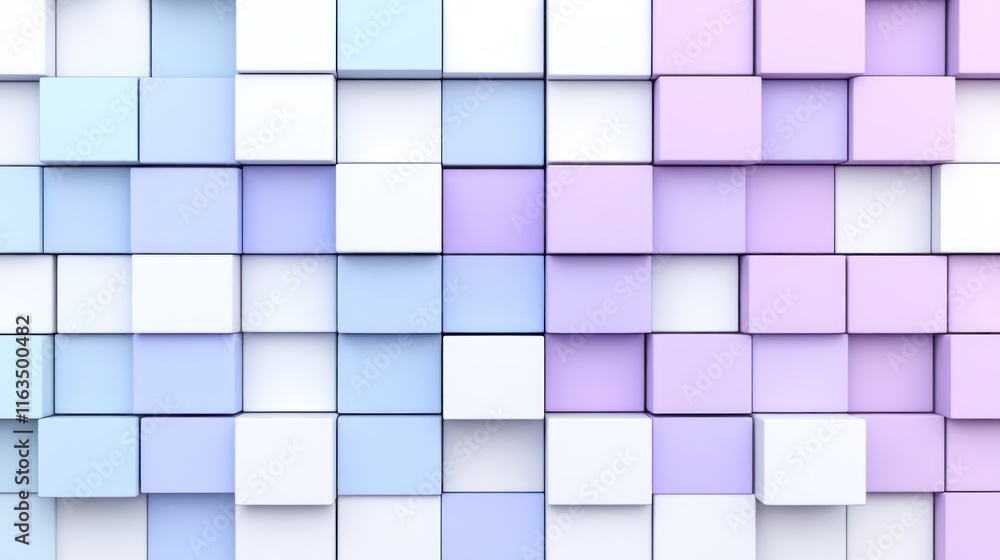 Aufkleber abstract pastel cube background 3d render of soft blue purple and white blocks