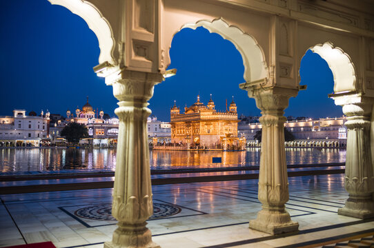 The Golden temple at night, Amritsar, Punjab, India