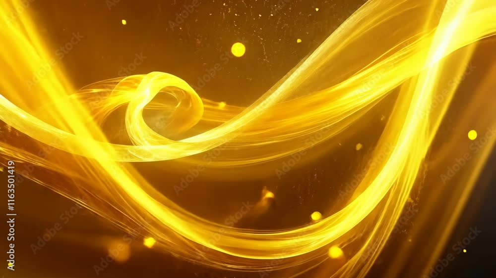 Poster swirling golden light creates an ethereal atmosphere in an abstract display of energy and movement