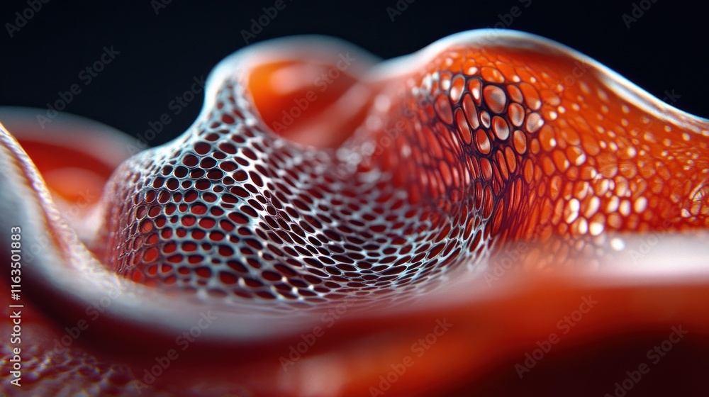 Poster Abstract Orange Cellular Structure 3D Render of Honeycomb like Network