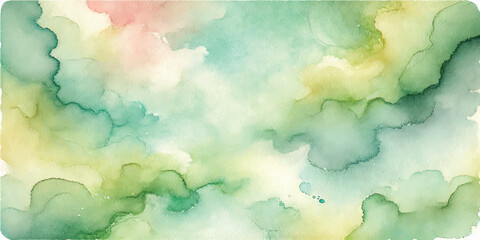 Fototapeta premium Natural green hand painted watercolor texture background
