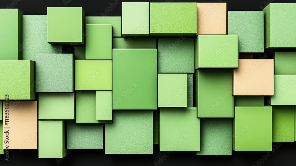 Aufkleber Abstract Green and Beige Cube Pattern Geometric 3D Background Texture