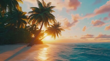 Sunset Paradise: Tropical Beach at Golden Hour