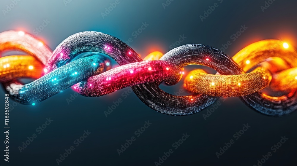 Aufkleber abstract colorful intertwined data streams digital network connection futuristic technology on blur 