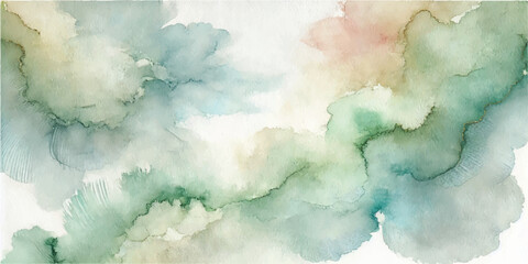 Natural green hand painted watercolor texture background