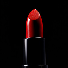 red lipstick on black background