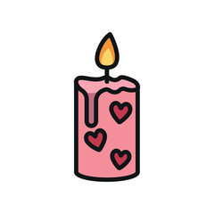 Valentine Candle Icon showcases an elegant and glowing style, ideal for highlighting cozy atmospheres, heartfelt gifts, or romantic ambiance