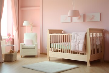 A comfortable and safe nursery baby crib room