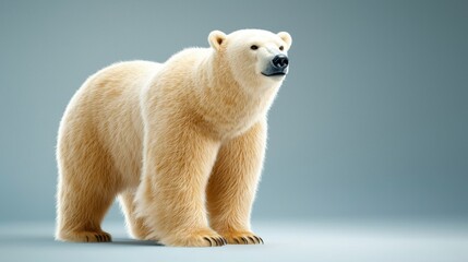 Fototapeta premium Realistic Polar Bear Standing Against Soft Blue Background