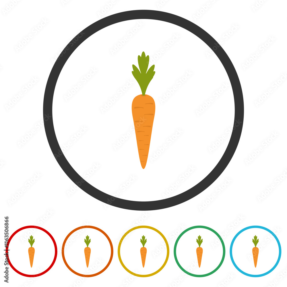 Poster carrot icon. set icons in color circle buttons