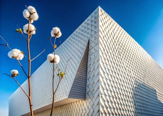 Architectural Photography: Modern Building with Cotton Boll Detail, Textured Walls
