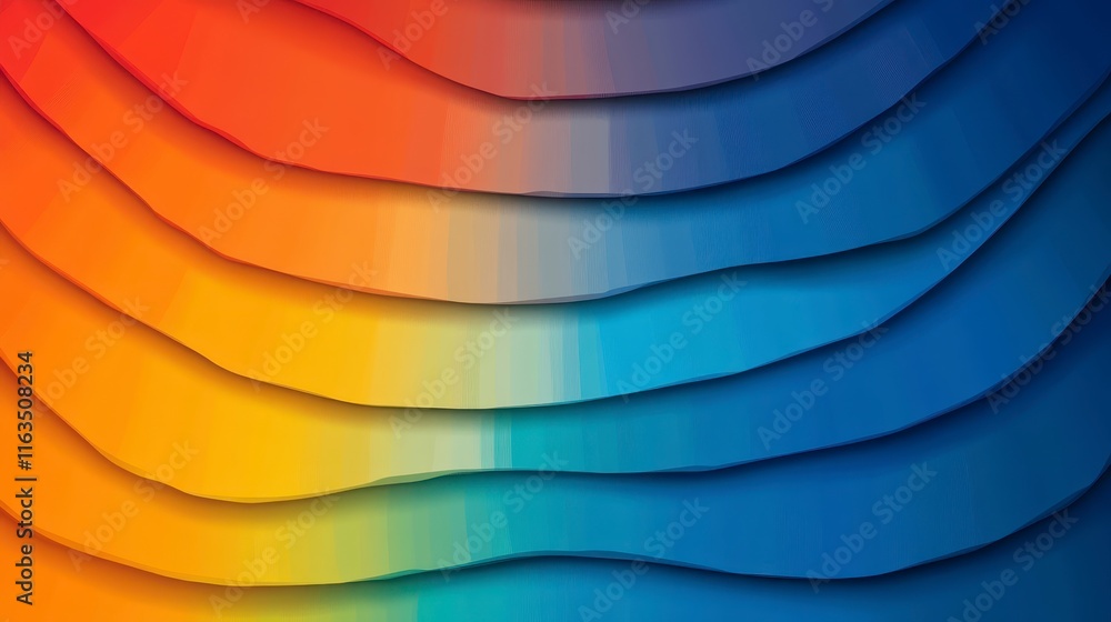 Poster colorful abstract waves in vibrant gradient showcasing a smooth transition from warm to cool tones i