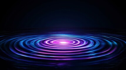 A mesmerizing display of concentric ripples in vibrant purple and blue tones against a dark background, creating a sense of depth and tranquility.