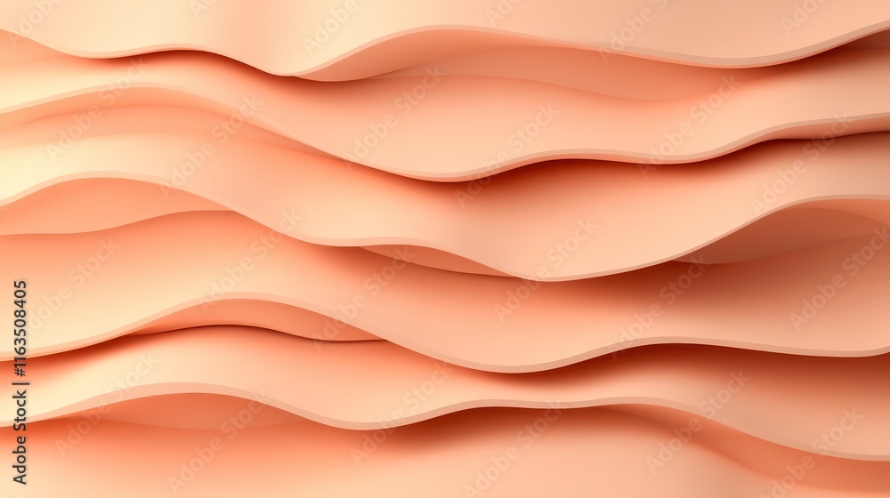 Poster abstract layers of soft pastel peach waves creating a soothing and harmonious background for design 