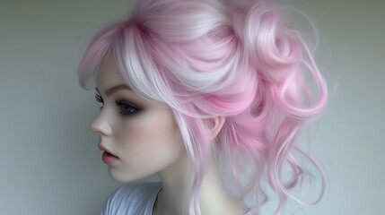 Fototapeta premium Pale Pink Hair Styled in an Elegant Updo