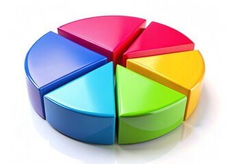 Obraz premium Colorful 4-Section Pie Chart 3D Render - Isolated White Background