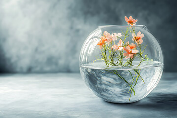 Delicate Floral Arrangement in a Glass Sphere