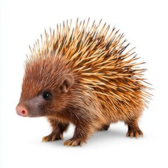 Adorable Porcupine with Unique Quills Against White Background