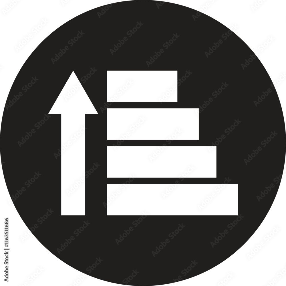 Poster sort ascending icon isolated on white background . sort amount up icon vector