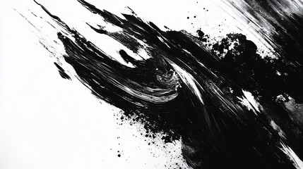 Abstract black paint strokes on white background. (3)
