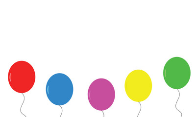 Balloons Set - Cartoon Flat Style. Isolated on White. Vector. Template for birthday other celebration.