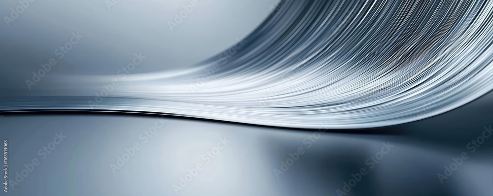 Poster Brushed abstract background concept. Abstract metallic wave pattern on a smooth surface reflecting light and shadow.