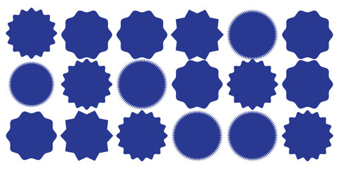 Set of Vector Starburst Badges. Simple Flat Style Vintage Labels, Stickers.