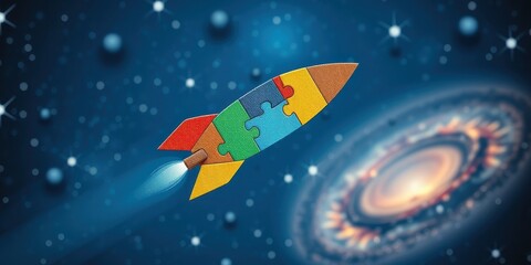 A Puzzle Rocket Ship Soaring Through the Cosmos, Embarking on a Journey of Innovation and Discovery