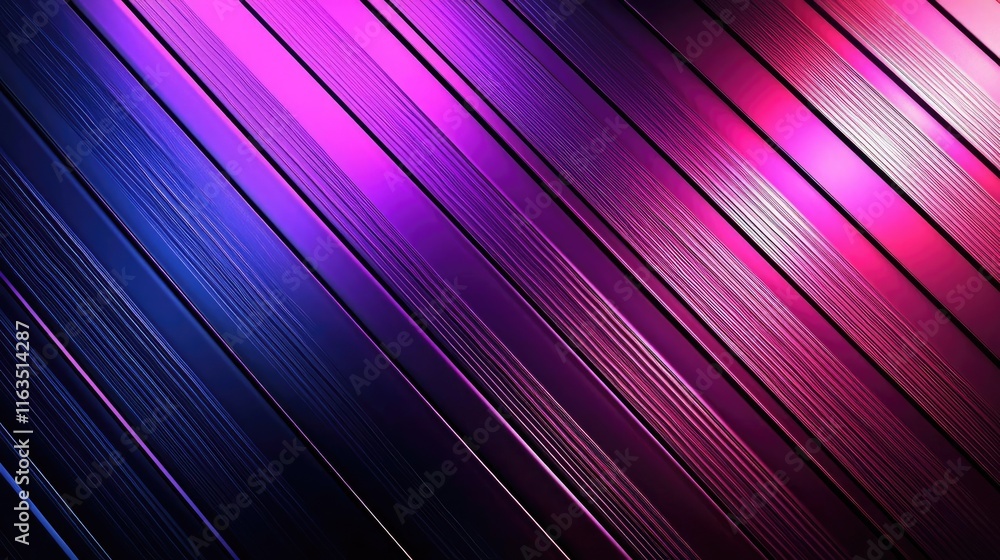 Poster Brushed abstract background concept. Abstract diagonal lines with vibrant purple and blue hues creating a modern background.